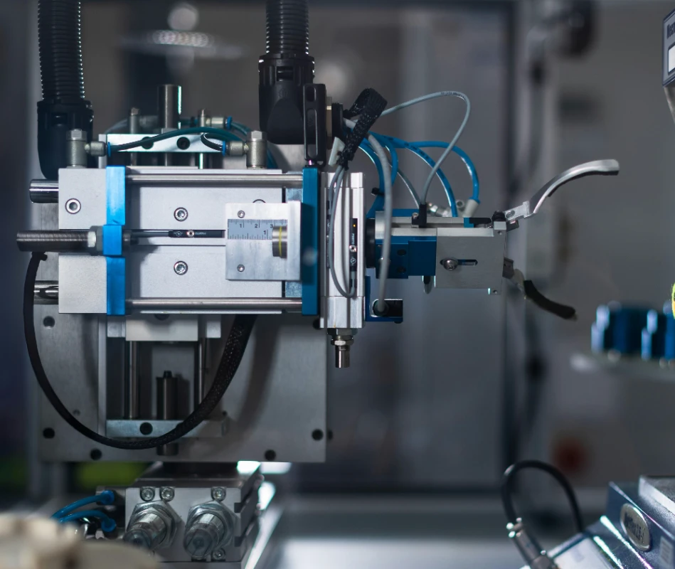 custom engineered pneumatic linear actuator assembly in automated production line